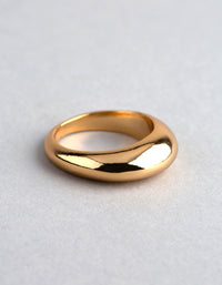 18ct Gold Plated Brass Single Rounded Ring - link has visual effect only