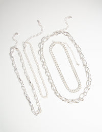 Silver Mixed Chain Choker 4-Pack - link has visual effect only