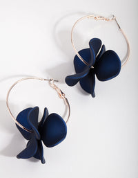 Rose Gold Midnight Pearlised Flower Hoop Earrings - link has visual effect only