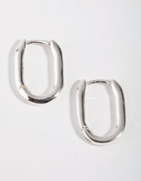 Sterling Silver Sleek Oval Huggie Earrings - link has visual effect only