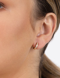 Gold Plated Sterling Silver Cubic Zirconia Huggie Earrings - link has visual effect only