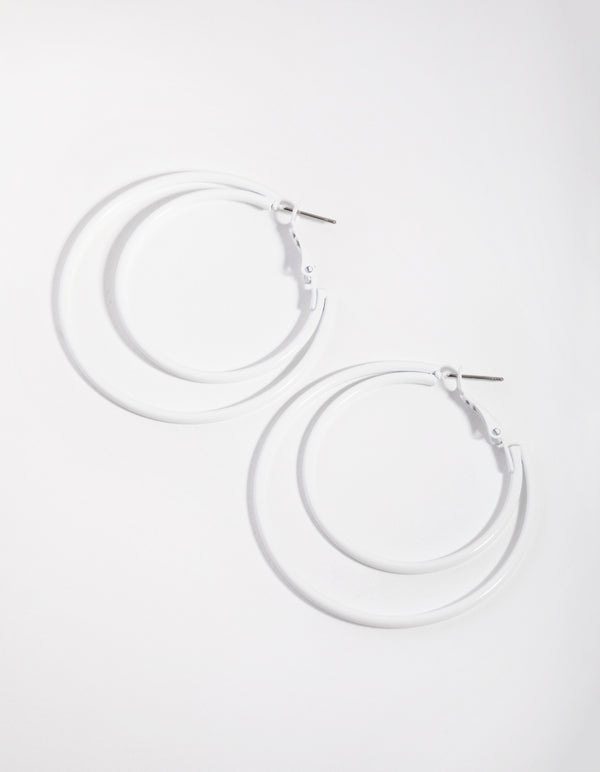 Matte White Double Hoop Earrings