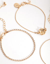 Gold Crystal Flower Bracelet Pack - link has visual effect only