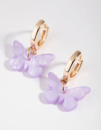 Gold Acrylic Butterfly Hoop Earrings - link has visual effect only