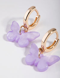 Gold Acrylic Butterfly Hoop Earrings - link has visual effect only