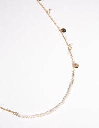 Gold Plated Pearl & Disc Necklace - link has visual effect only