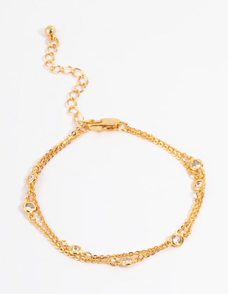 Gold Double Row Crystal Bracelet