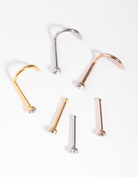 Mixed Metals Diamante Nose Stud 6-Pack - link has visual effect only