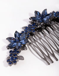 Gunmetal Simple Diamante Flower Comb - link has visual effect only