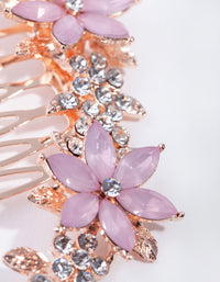 Rose Gold Simple Diamante Flower Comb - link has visual effect only