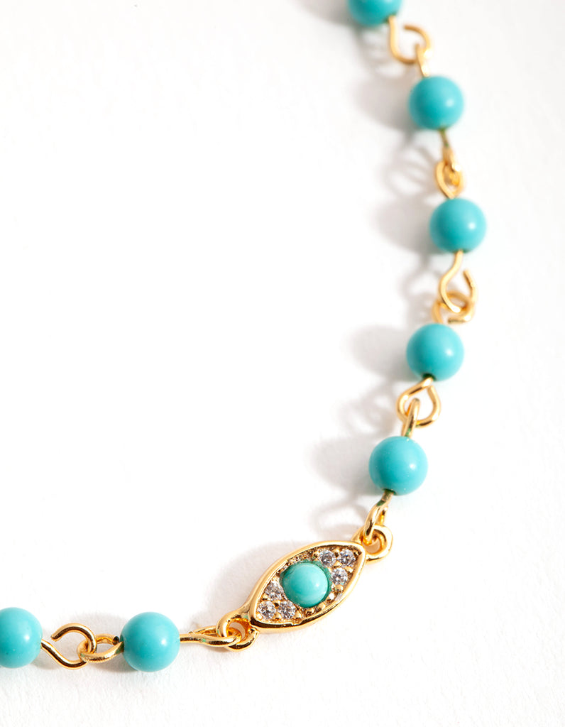 Gold Turquoise Evil Eye Bracelet