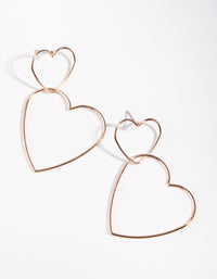 Rose Gold Heart Outline Drop Earrings - link has visual effect only