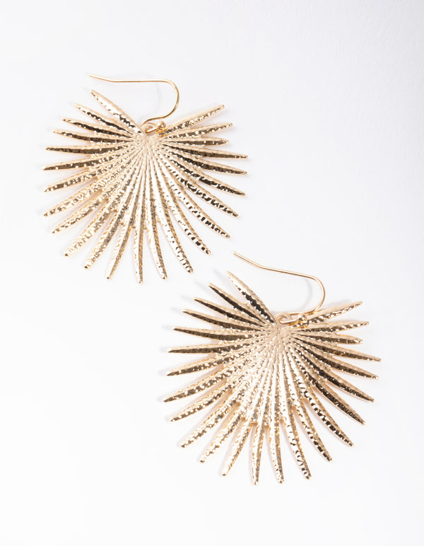 Gold Sunburst Drop Earrings