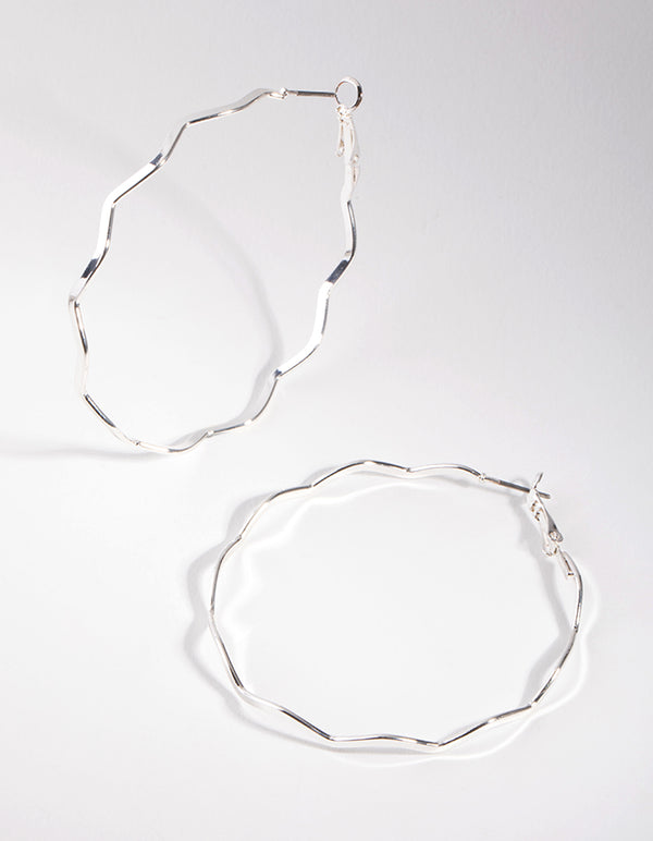 Silver Wiggle Hoop Earrings