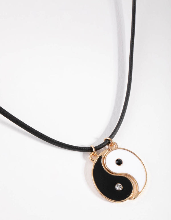 Gold Yin Yang Cord Necklace