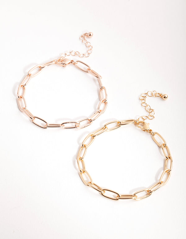 Mixed Metals Wide Chain Bracelet Pack