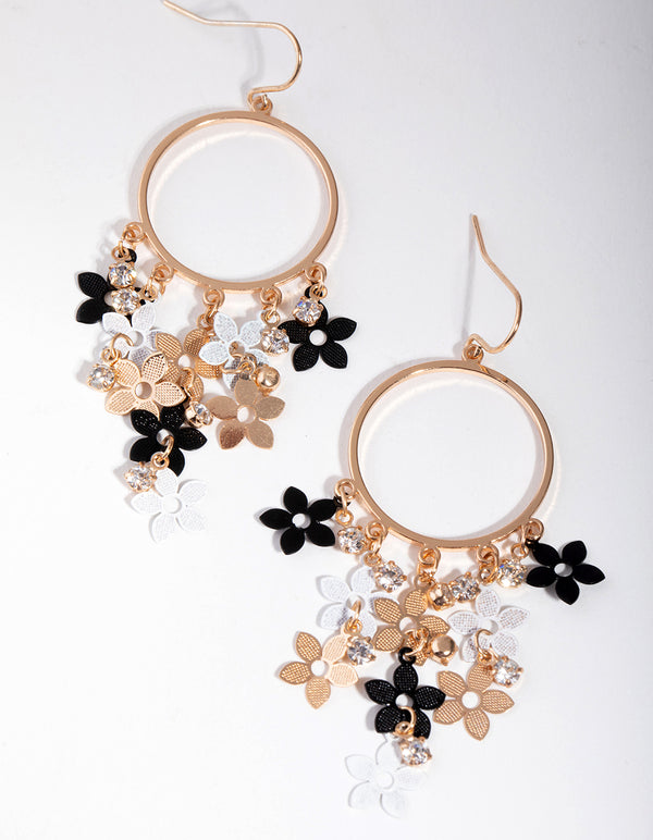 Gold Cascade Flower Drop Earrings