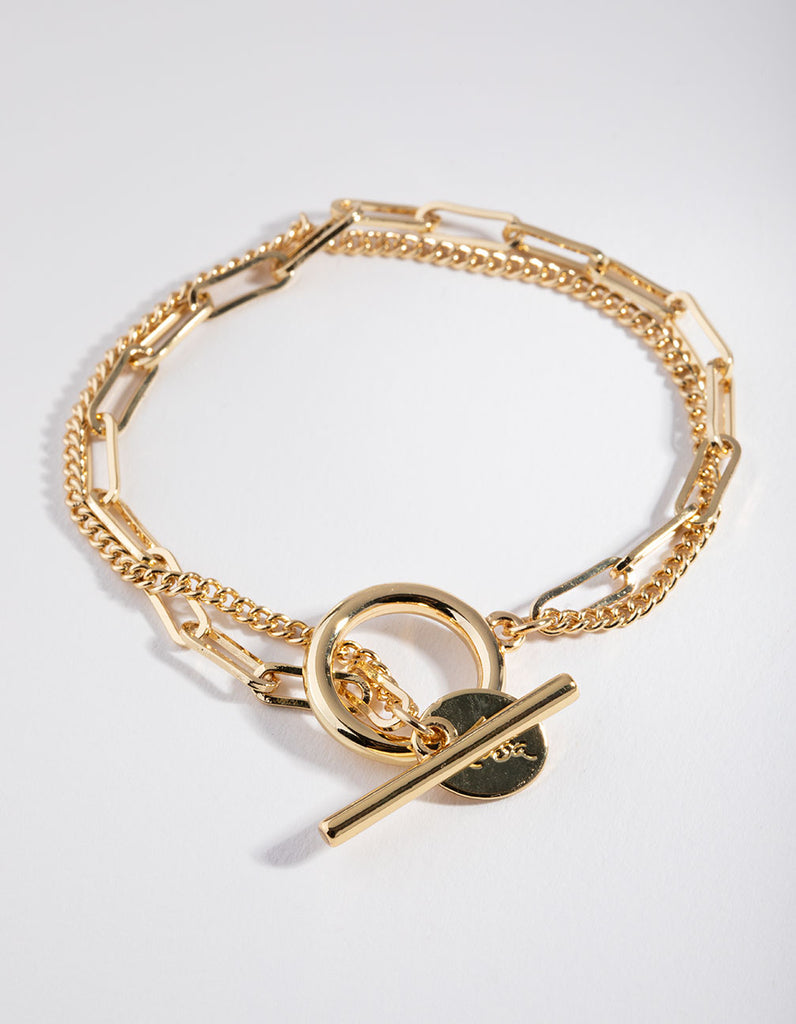 Gold Rectangle Link Bracelet