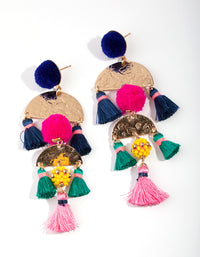 Gold Pom Pom Tassel Drop Earrings - link has visual effect only