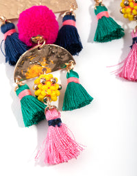 Gold Pom Pom Tassel Drop Earrings - link has visual effect only