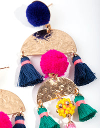 Gold Pom Pom Tassel Drop Earrings - link has visual effect only