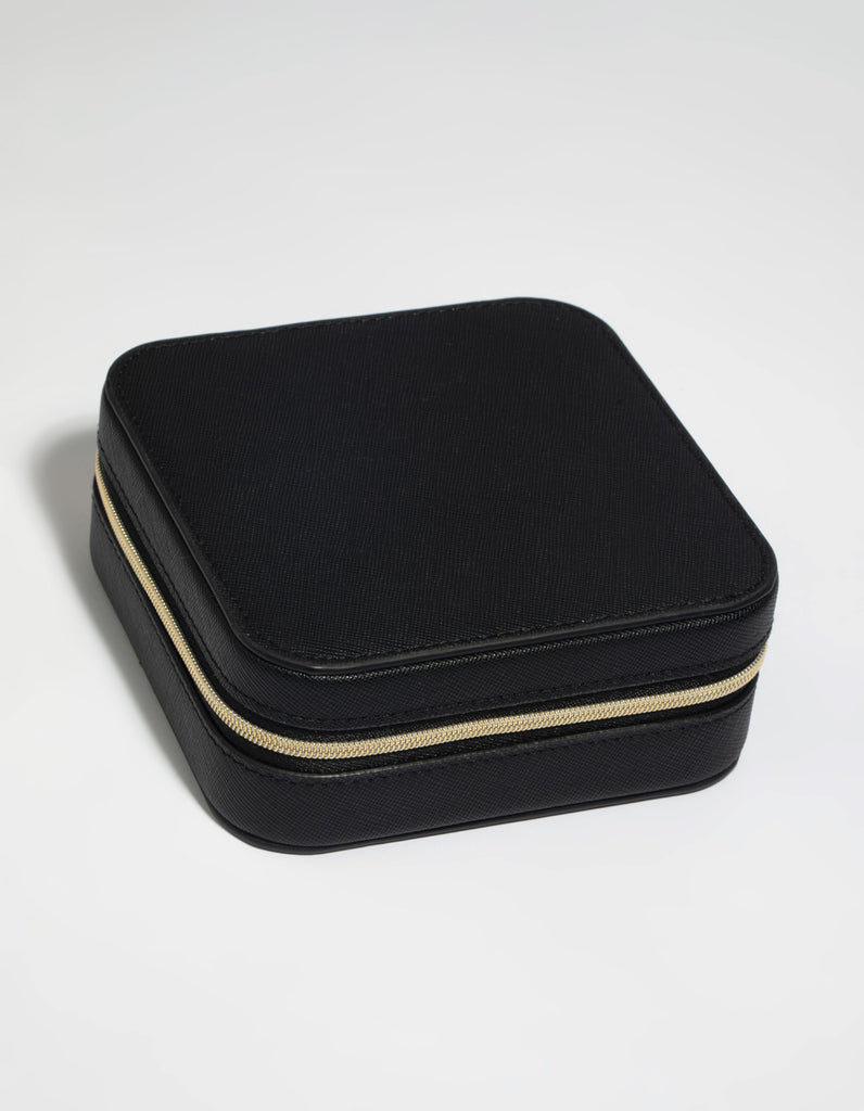 Faux Leather Compact Square Jewellery Box