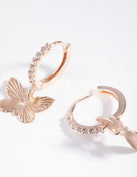 Rose Gold Textured Butterfly Diamante Earrings - link has visual effect only