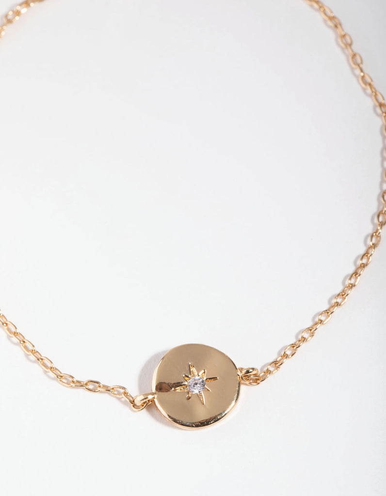 Gold Plated Starburst Disc Bracelet