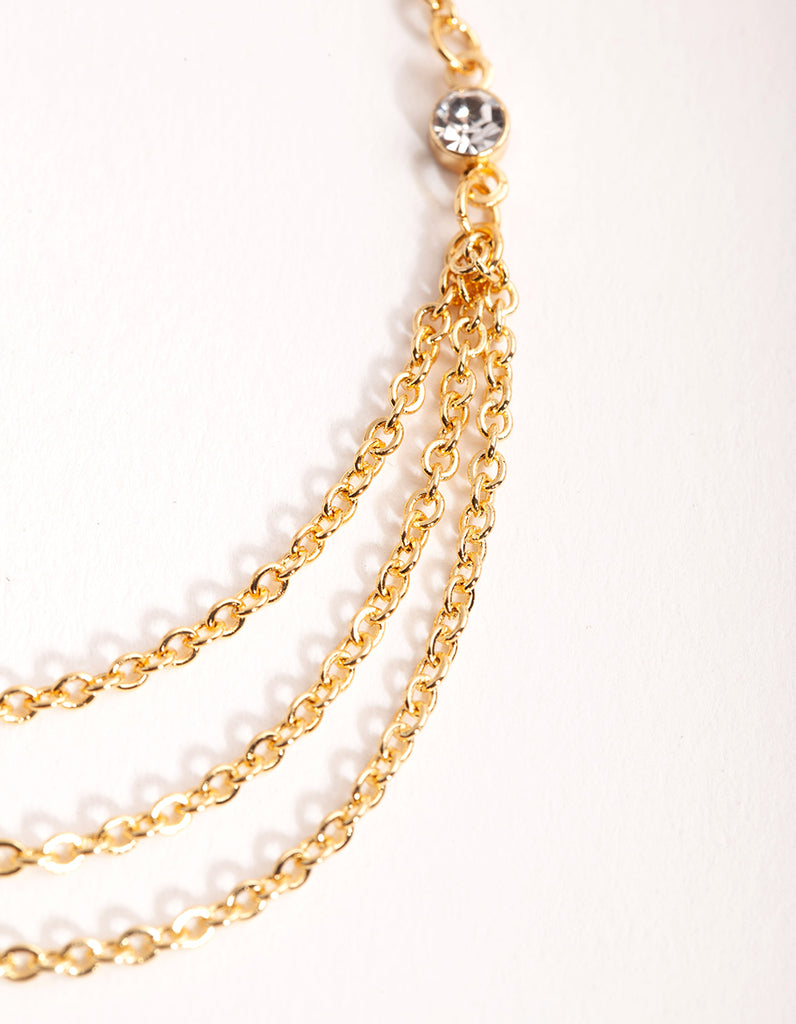 Gold Plated Multi Row Chain Bracelet