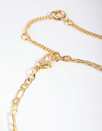 Gold Plated Thin Figaro Chain Bracelet - link has visual effect only