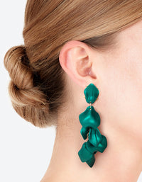 Matte Green Petal Drop Earrings - link has visual effect only