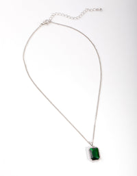 Rhodium Diamond Simulant Emerald Rectangle Necklace - link has visual effect only