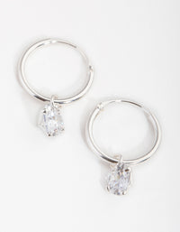 Sterling Silver Cubic Zirconia Heart Hoop Earrings - link has visual effect only