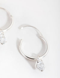 Sterling Silver Cubic Zirconia Heart Hoop Earrings - link has visual effect only