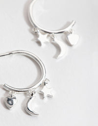 Sterling Silver Celestial Open Hoop Earrings - link has visual effect only