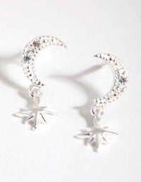 Sterling Silver Diamante Celestial Drop Earrings - link has visual effect only