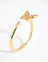 Sterling Silver Gold Open Butterfly Ring - link has visual effect only