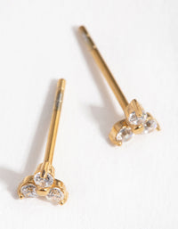 24 Carat Gold Plated Surgical Steel Cubic Zirconia Cluster Stud Earrings - link has visual effect only