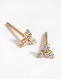 24 Carat Gold Plated Surgical Steel Cubic Zirconia Cluster Stud Earrings - link has visual effect only