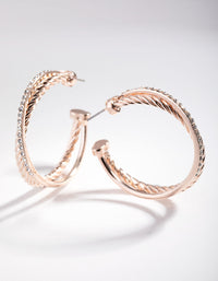 Rose Gold Double Cross Over Hoop Earrings - link has visual effect only