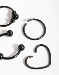 Matte Surgical Steel Heart Ring Earring 4-Pack - link has visual effect only