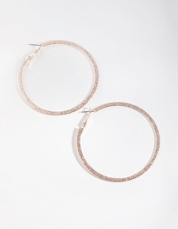 Rose Gold Sandblast Hoop Earrings