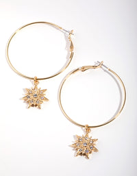 Gold Diamante Star Drop Hoop Earrings - link has visual effect only