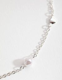 Silver Faux Pearl Heart Choker - link has visual effect only