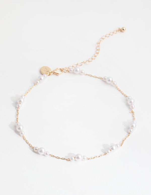 Gold Tripple Pearl Station Choker