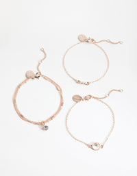 Rose Gold Diamante & Faux Pearl 4-Pack Bracelet - link has visual effect only