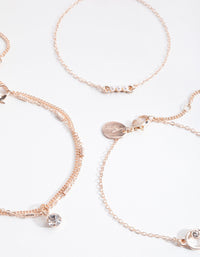 Rose Gold Diamante & Faux Pearl 4-Pack Bracelet - link has visual effect only