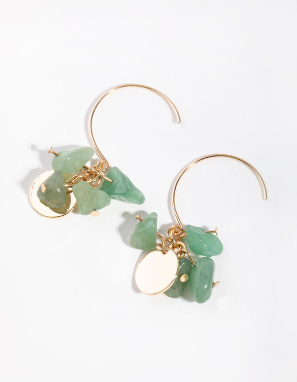 Gold Jingly Bead Disc Drop Earrings