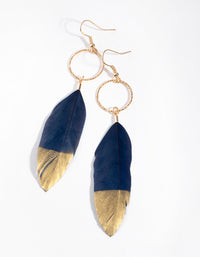 Gold Feather Circle Drop Earrings - link has visual effect only