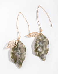 Gold Fine Leaf Drop Earrings - link has visual effect only